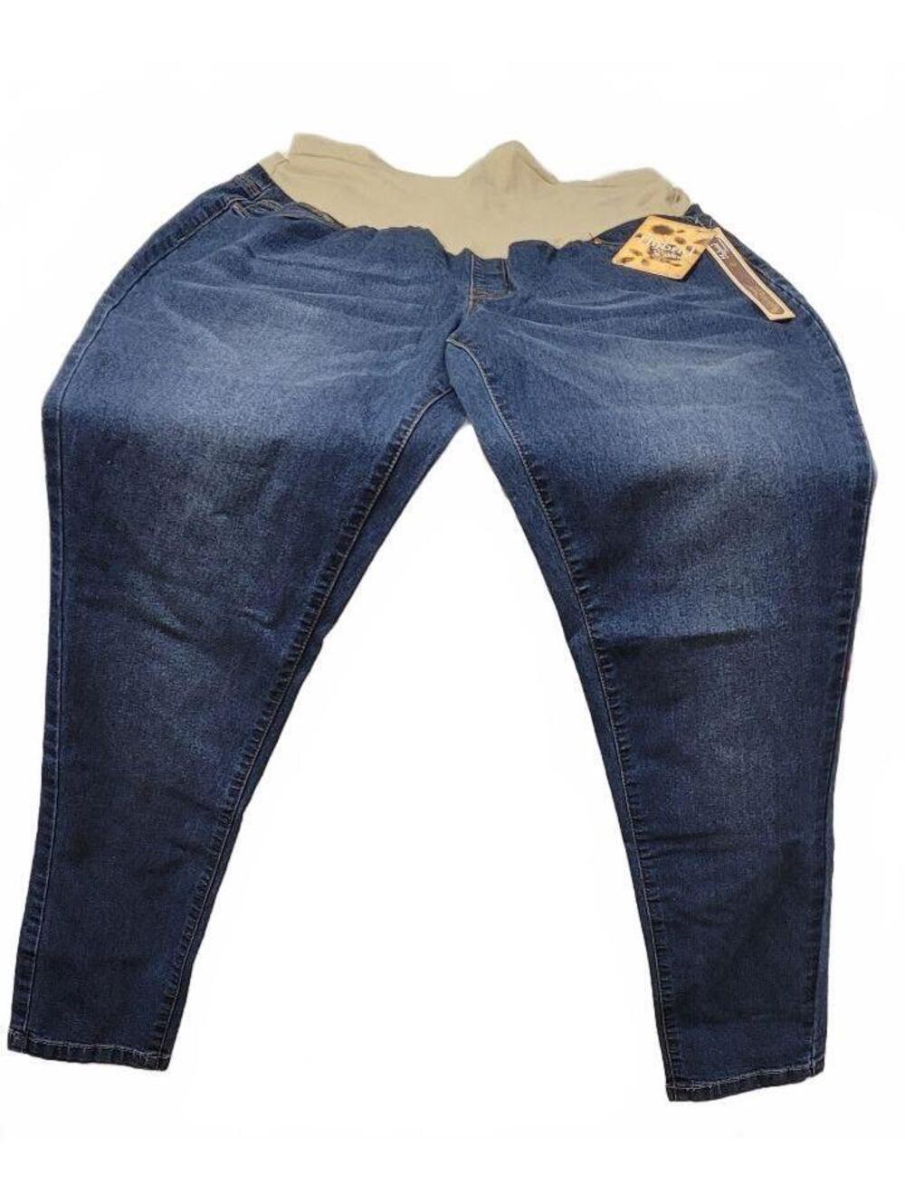 Hybrid & Company Women's Blue Stretch Denim Maternity Jeans Plus Size 1X